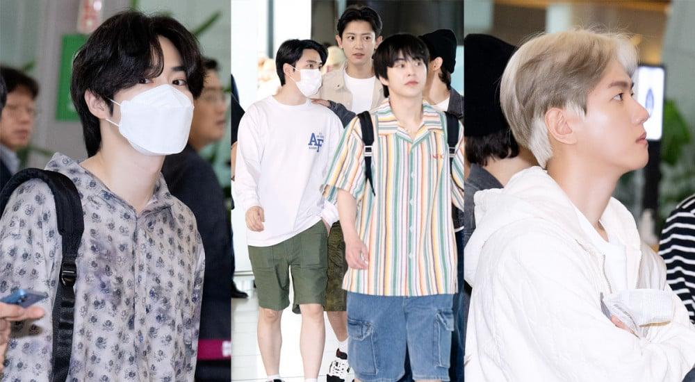 EXO members make a public appearance as a group at Gimpo International Airport