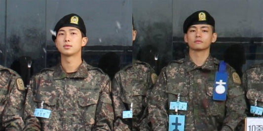 BTS's RM & V spotted in group photos from basic training - Kpop Store Pakistan