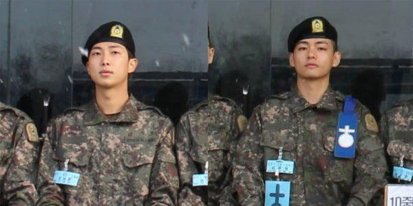 BTS's RM & V spotted in group photos from basic training