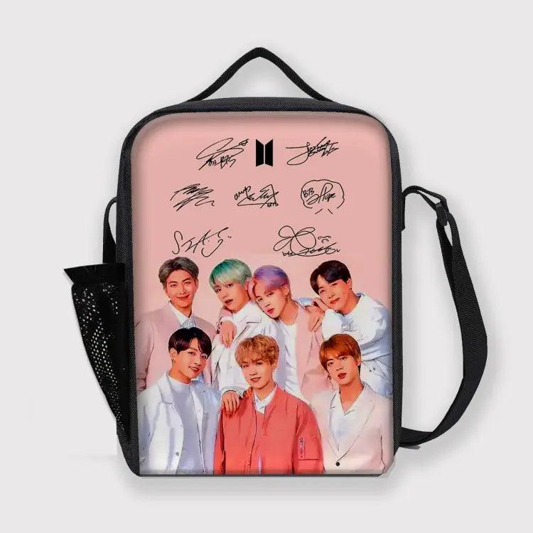 BTS Lunch Bag Bangtan Boys with Bottle Partition - Kpop Store Pakistan