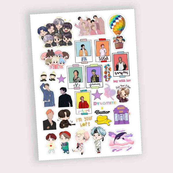 BTS Sticker Sheet for Boys and Girls Kpop Members Uncut - Kpop Store Pakistan