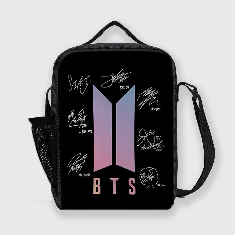 BTS Autograph Lunch Bag with Bottle Partition - Kpop Store Pakistan