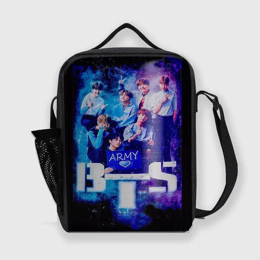 BTS Lunch Bag for Kpop Army with Bottle Partition - Kpop Store Pakistan