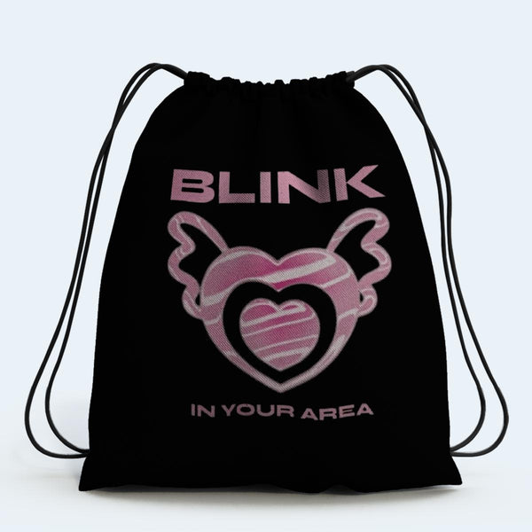 BLINK Drawstring Bag design digitally printed on strong fabric