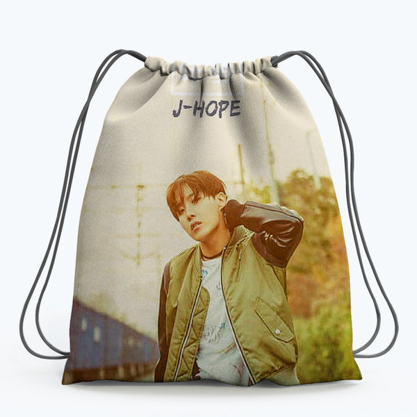 Bts Jhope Drawstring Bag design digitally printed on strong fabric