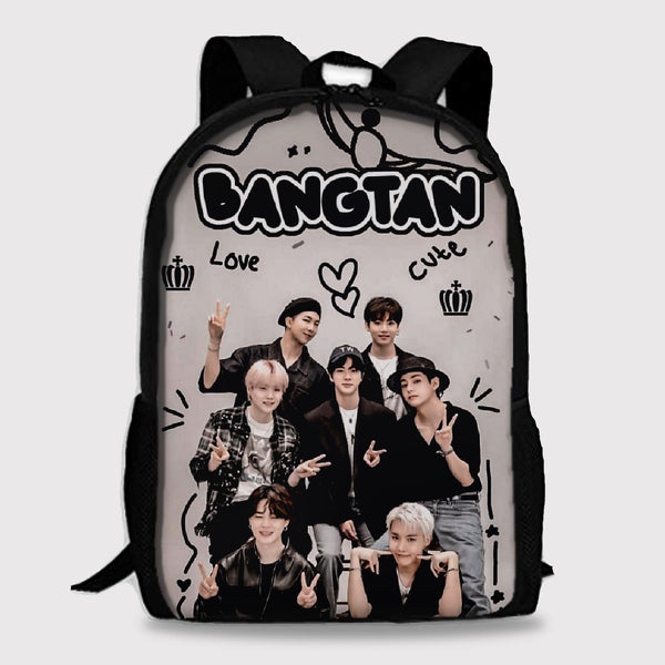 BTS BANGTAN BACKPACK WITH LAPTOP PARTITION DIGITAL PRINTED BAG FOR GIRLS