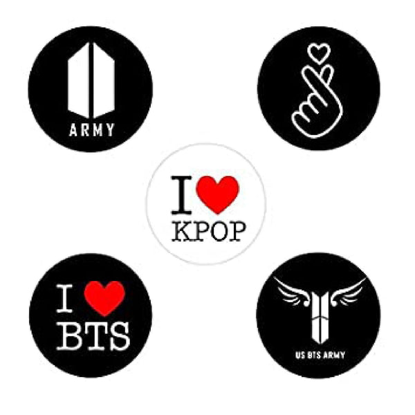 I LOVE KPOP BADGES FOR ARMY (PACK OF 5) - Kpop Store Pakistan