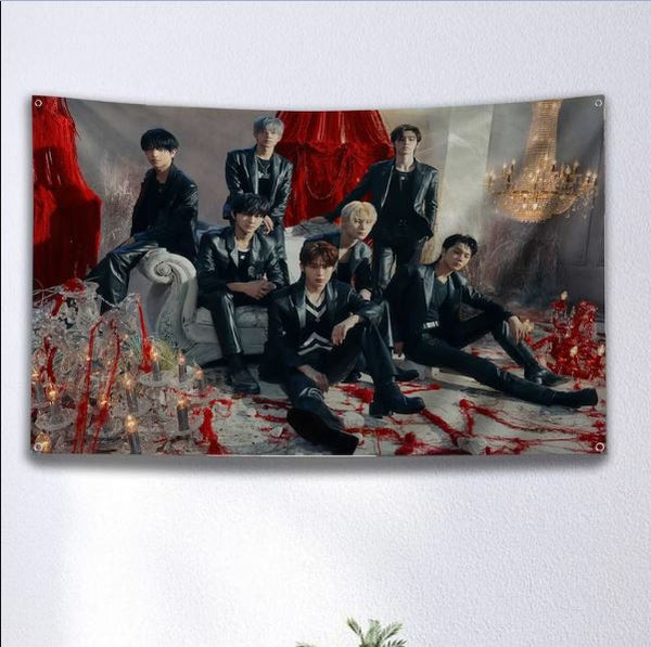 Enhypen Kpop Tapestry, Heeseung Jay Jake Sunghoon Sunoo Jungwon Niki Fate Flag Wall Hanging, Engene Merch Decor, Gift for Fan