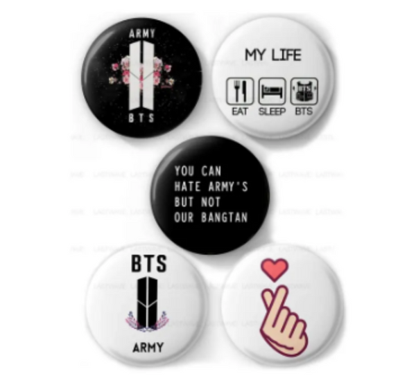 BTS Badges for Army Lovers Kpop Amazing bt21 Round Shape (Pack of 5)