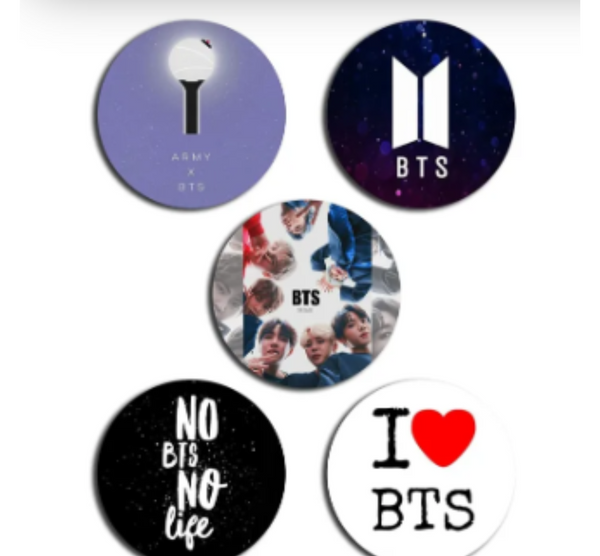 BTS Badges for Army Lovers Kpop Amazing bt21 Round Shape (Pack of 5)