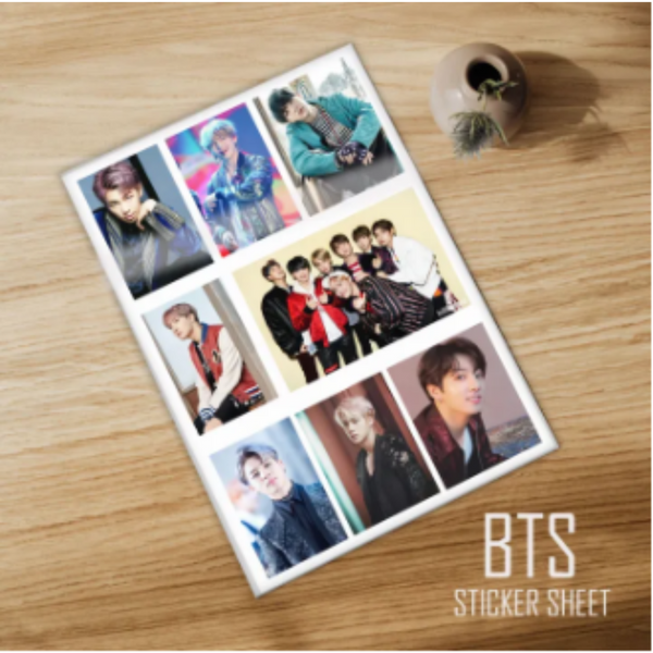 BTS Sticker Sheet for Army Bangtan Boys Kpop Un-Cut (A4)