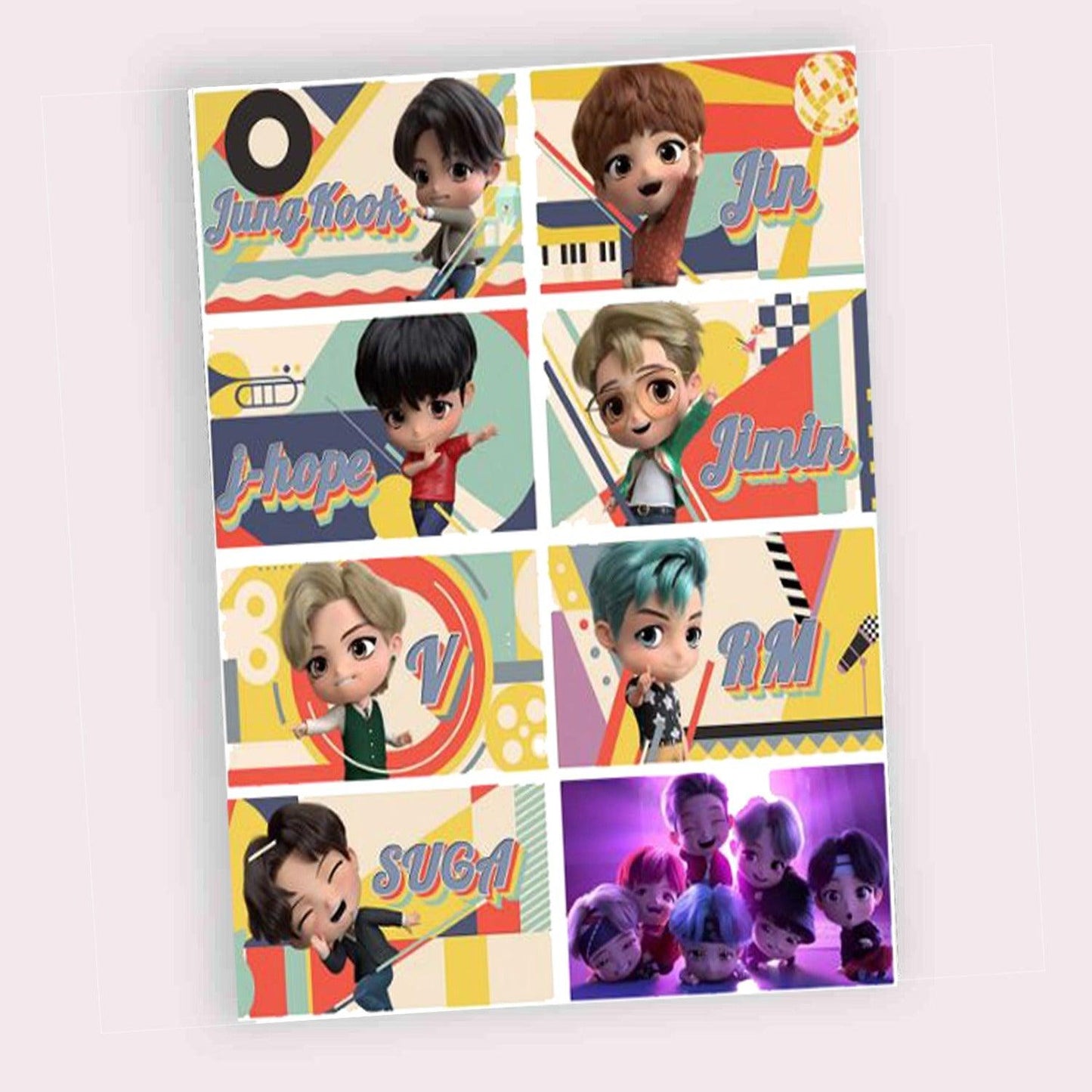 BTS Sticker Sheet For BT-21 Fans Uncut A4 Size - Kpop Store Pakistan