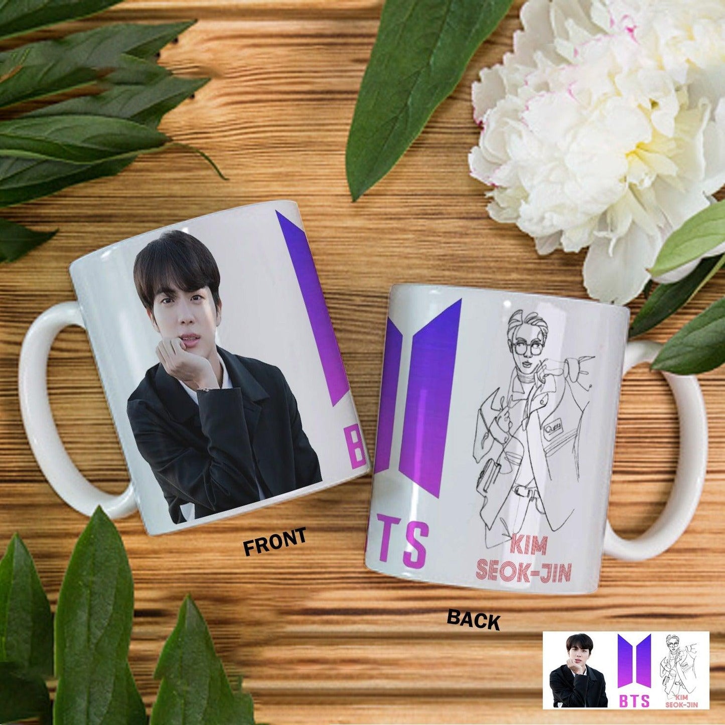 BTS Jin Mug For K-pop Trendy Bangtan Boys Ceramic Cup - Kpop Store Pakistan