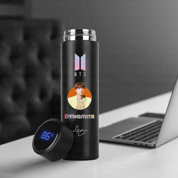 bts jin led water bottle