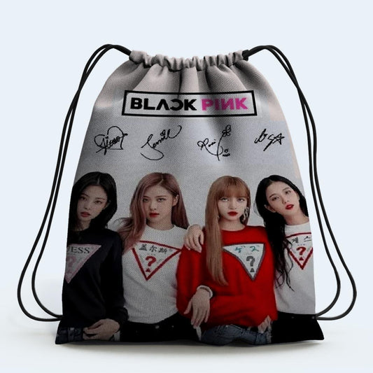 BLACKPINK SIGN Drawstring Bag design digitally printed on strong fabric - Kpop Store Pakistan