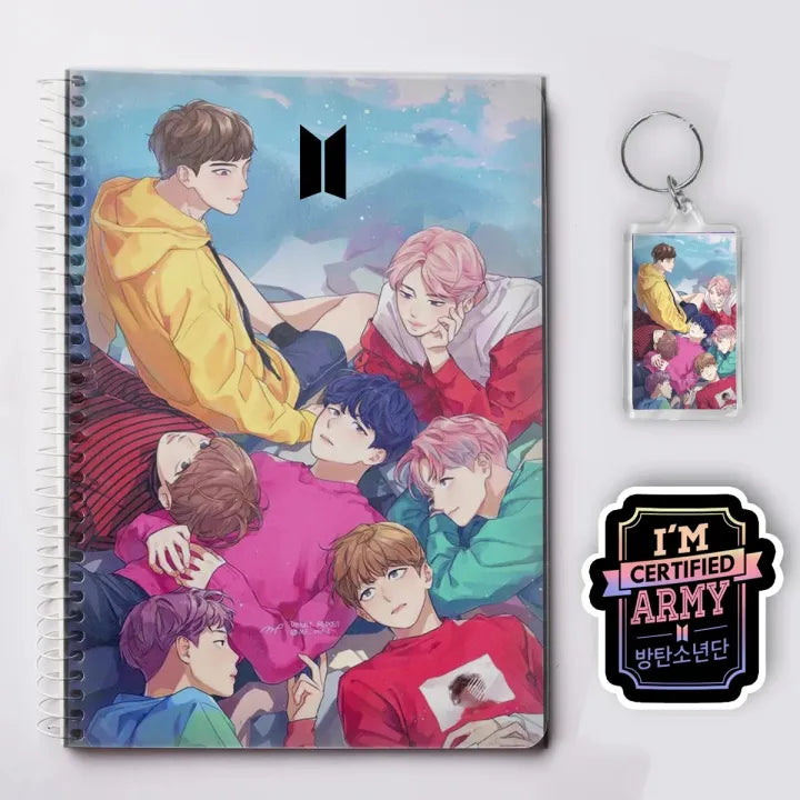 BTS Notebook Keychain Sticker for Army Combo Deal (3 in 1)