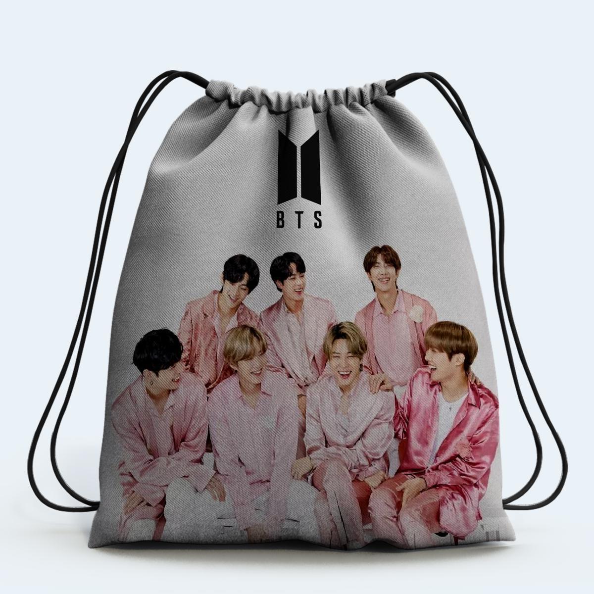 BTS Drawstring Bag- Best KPOP design digitally printed on strong FABRIC - Kpop Store Pakistan