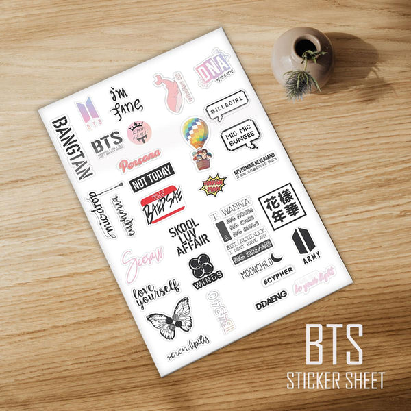 BTS Sticker Sheet Bangtan Boys Kpop Uncut A4