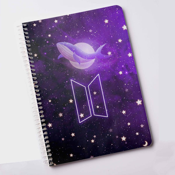BTS Notebook Purple Sparkle Kpop Boys BT21 Printed Notepad (A5) - Kpop Store Pakistan