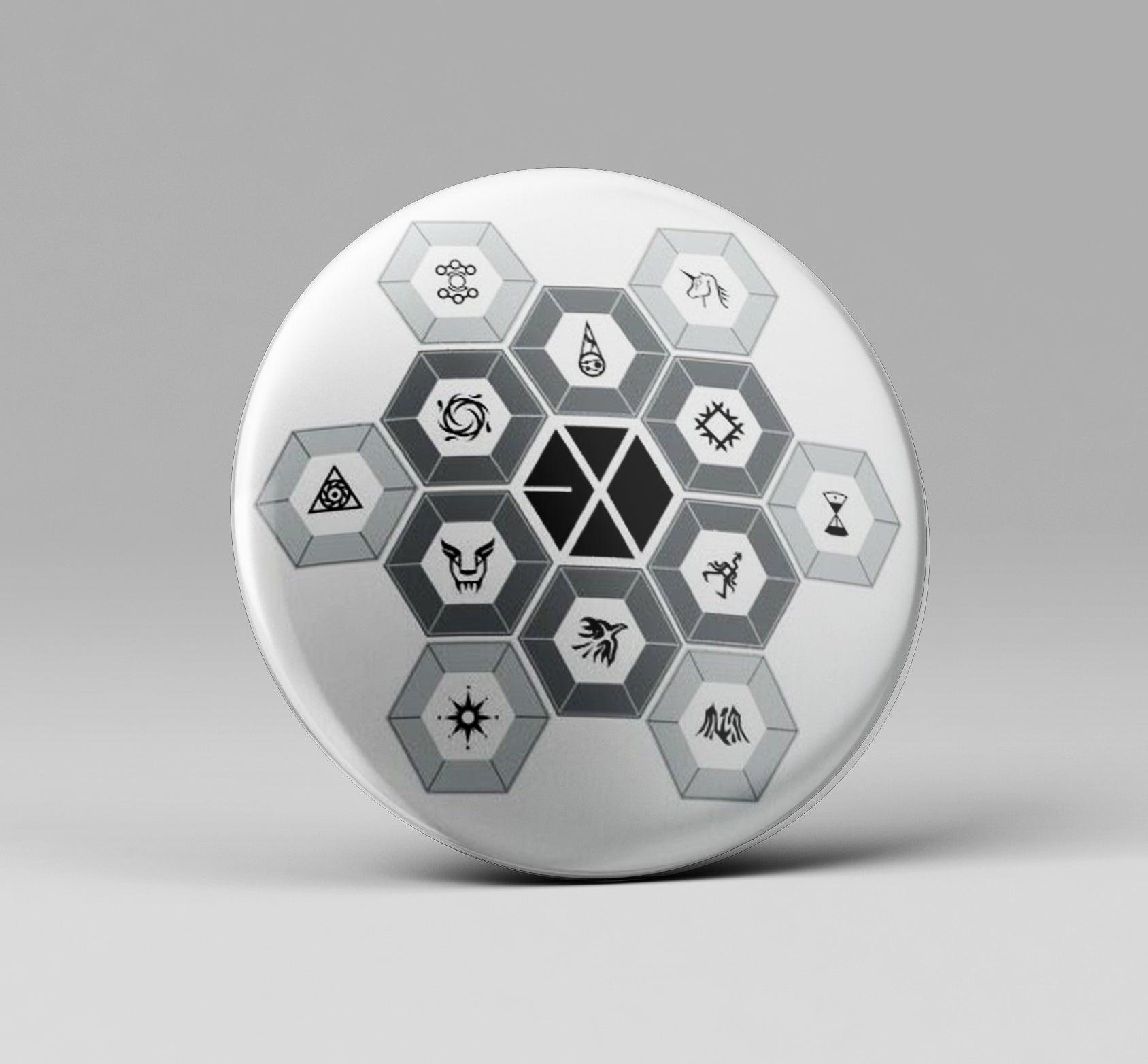 EXO Logo With Member Power Signs Badge - Kpop Store Pakistan