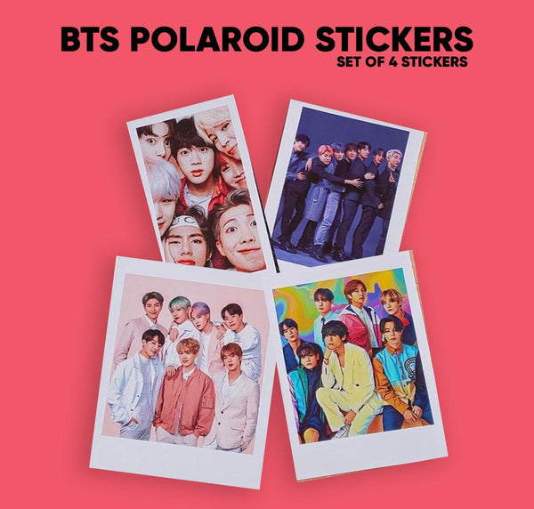 BTS Army Group Polaroid Stickers HD Quality Pack of 4 - Kpop Store Pakistan