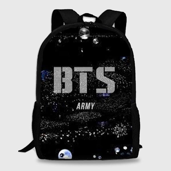 BTS  Army Text Cool Backpack With Laptop Partition Digital Printed Designs - Kpop Store Pakistan