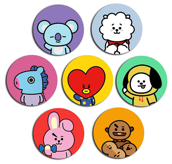 BTS Badges for Army Character Button Badges (Pack of 7) - Kpop Store Pakistan