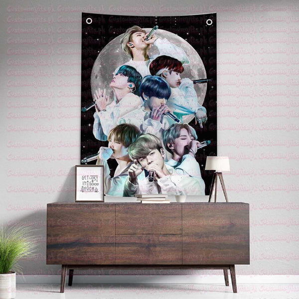 BTS Wall tapestry for Army Hanging Kpop BT21 Art for Room Decoration (Digital Printed) - Kpop Store Pakistan