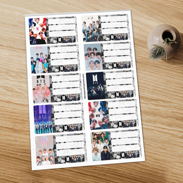 BTS Sticker Sheet for army copies and books labels Uncut - Kpop Store Pakistan