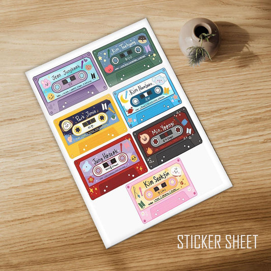 BTS Cassette Sticker Bangtan Boys Kpop Uncut A4 Size(11.5x8 inch) - Kpop Store Pakistan