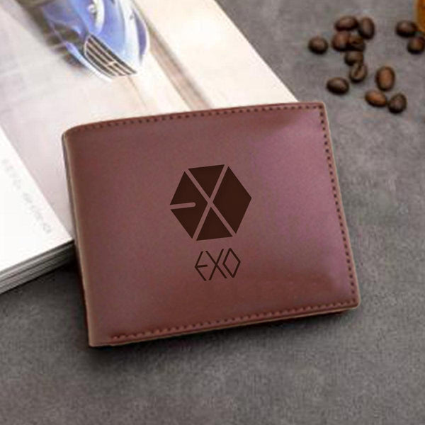 Exo wallet for boys army korean band kpop original leather bifold purse - Kpop Store Pakistan