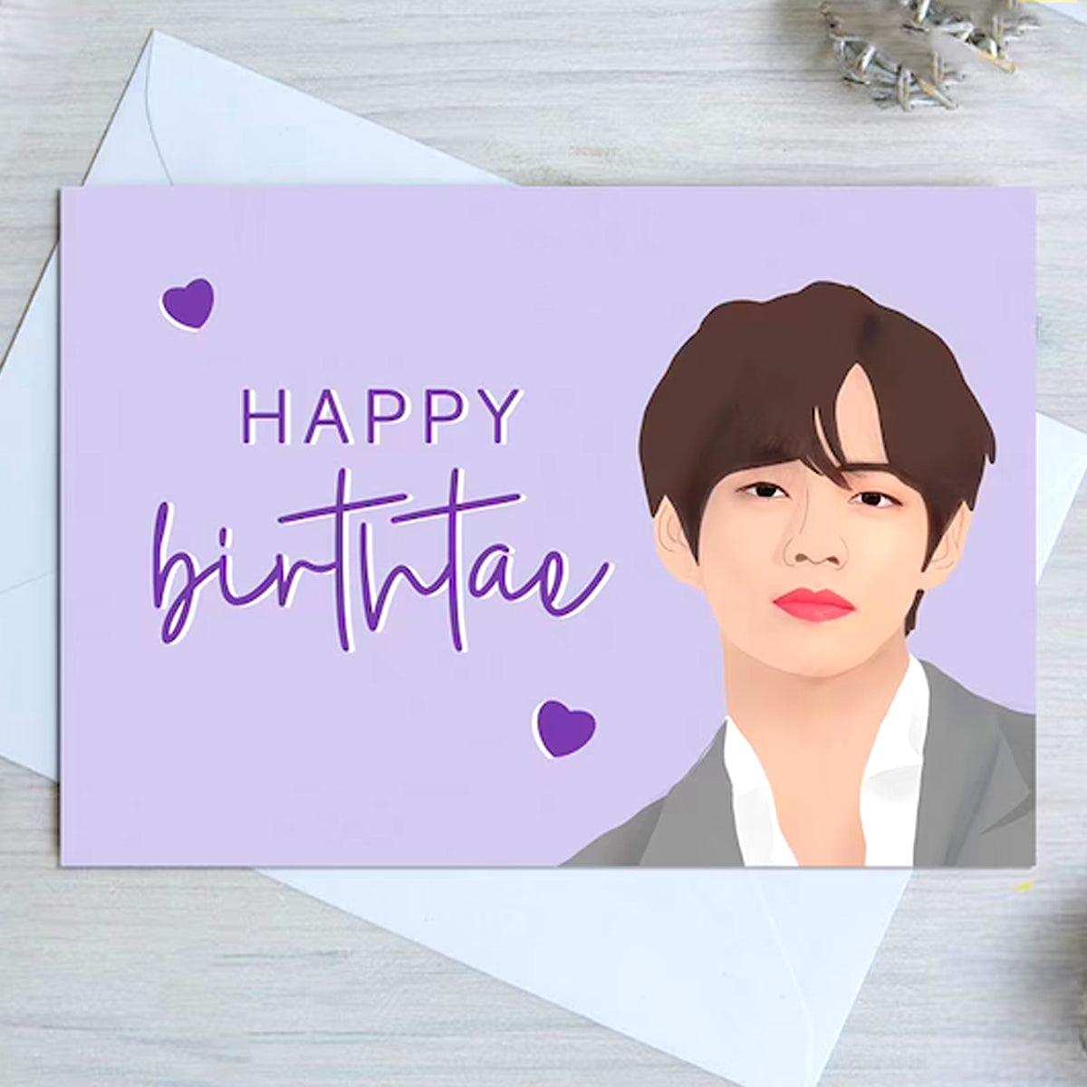 BTS Birthday Card V KPOP Taehyung BT21 Greeting Card - Kpop Store Pakistan