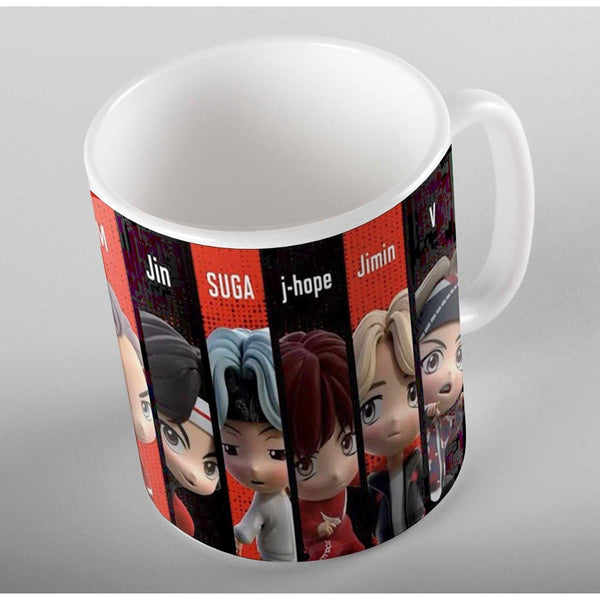 BTS Army Mug Jin Suga Cartoon Design Ceramic Cup Premium Quality - Kpop Store Pakistan