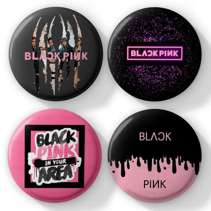 Black Pink Logo Design Badge for KPOP (Pack of 4) - Kpop Store Pakistan