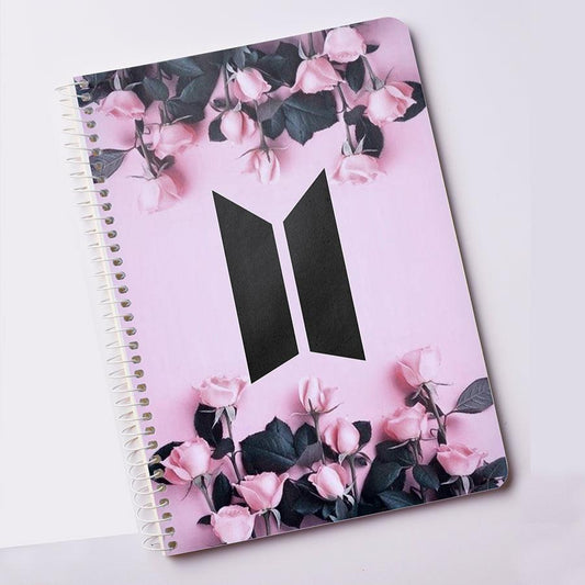 BTS Notebook Pink Floral Design for Army KPOP (A5) - Kpop Store Pakistan